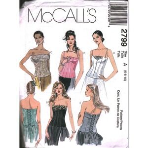 McCall's 2799 Sewing Pattern Misses Lined Bustier Corset Top Size 6 8 10 cut